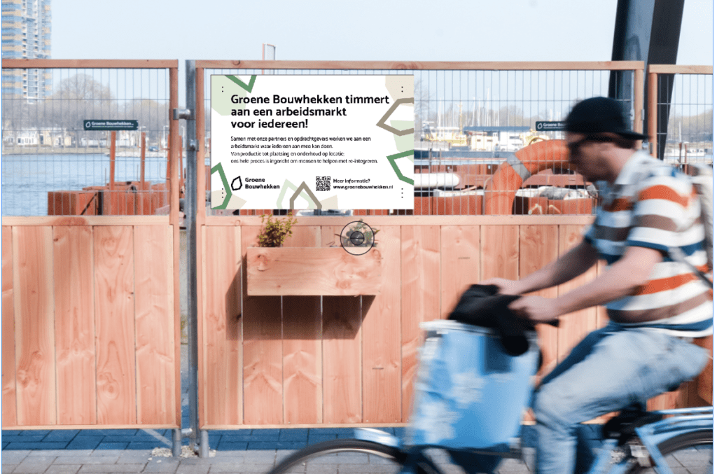 groene bouwhekken informatiebord hergebruik