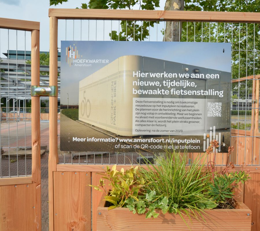 circulair informatiebord communicatie houten bouwhekken groene bouwhekken